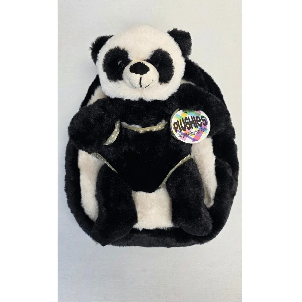 Plushies Huggable Animal Back Pack Panda Bear Detachable Toy Black White